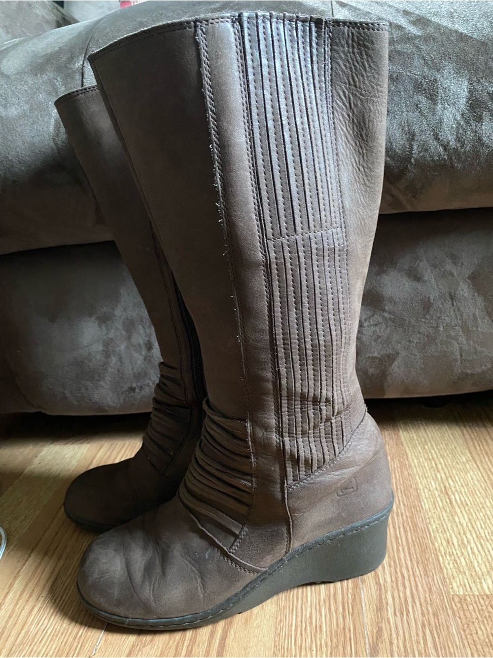Keen Brown Wedge Knee-High Boots